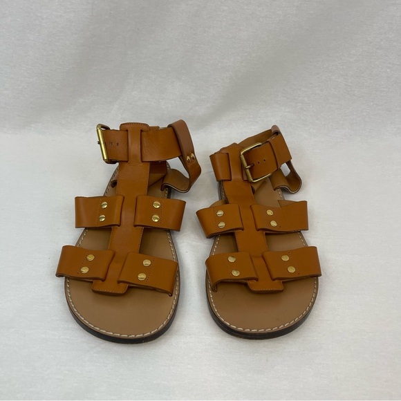Chloe Brown Leather Gladiator Sandals size 36.5 - Picture 2 of 5